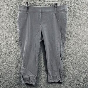 Womens Pinstripe Stretch Cropped Dress‎ Pants 16 Career Office Capsule Workwear